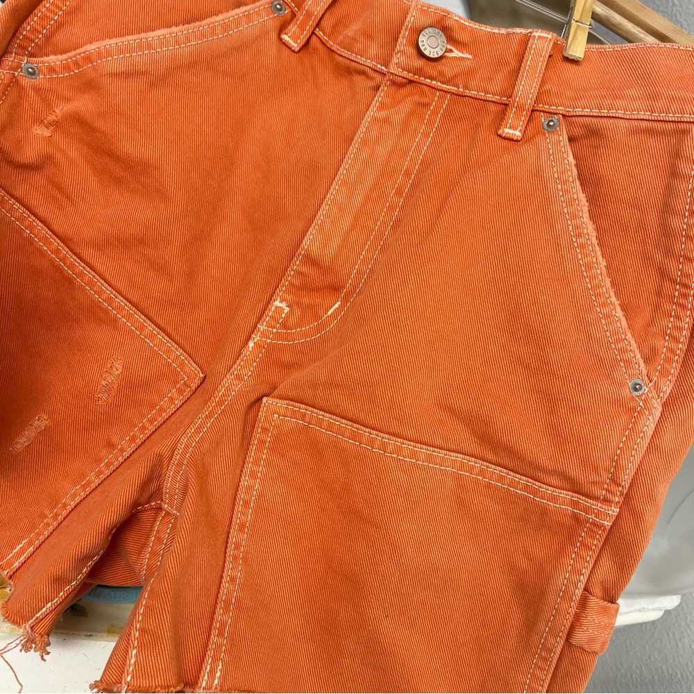 BDG Pumpkin Orange Denim Carpenter Shorts - Picture 8 of 12